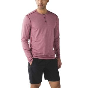 Lululemon T.H.E. Henley Size XL Heathered Rosewood Long Sleeve Training.